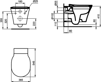 Ideal Standard CONNECT Air   E015501 klozet  RIMLESS 36x54x35