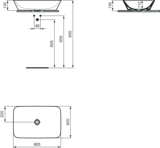 Ideal Standard CONNECT Air  E034801 umyvadlo 60x40