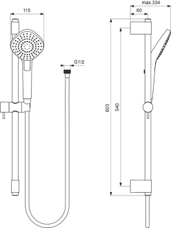 Ideal Standard IDEALRAIN B2234A  EVO DIAMOND  sprchový set 60cm  3funkční sprchou/11,5cm/