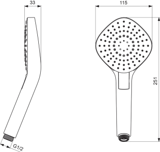 Ideal Standard IDEALRAIN B2232A  EVO  Diamond 3 funkční sprcha 11,5 cm