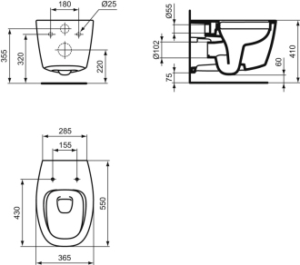 Ideal Standard DEA T348601 závěsný klozet  AQUABLADE   36,5x55x33,5