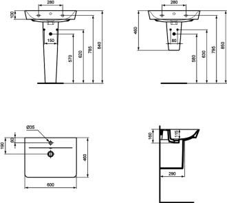 Ideal Standard CONNECT Air E029801 umyvadlo 60x46