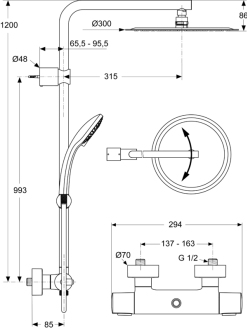 Ideal Standard IDEALRAIN LUXE A6246AA sprchová souprava 3 fun.+termostat. baterie