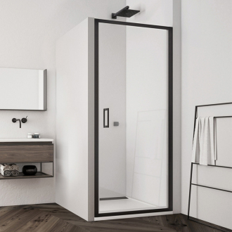 RONAL TOP LINE S Jednokřídlé dveře černá mat čiré TLSP0900607