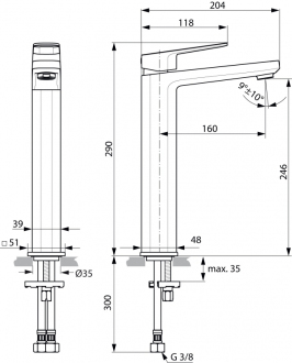 Ideal Standard TONIC II A6329AA baterie umyvadlová  bez výpusti -vysoká