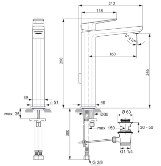 Ideal Standard TONIC II A6328AA baterie umyvadlová s výpustí-vysoká