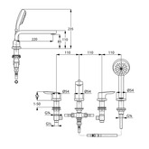 KLUDI PURE&SOLID Vanová 4-otvorová baterie, chrom 344230575