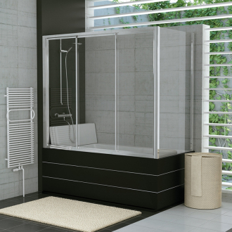 RONAL TOP-LINE Třídílné posuvné dveře vanové, levý díl matný elox Durlux TOW3G15000122