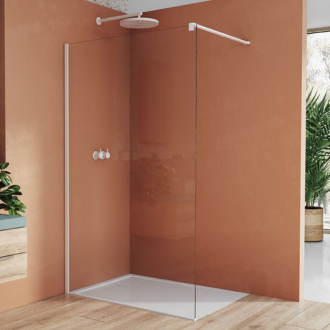 RONAL WALK-IN EASY Pevná stěna samostatná s profilem bílá mat čiré STR4P0900907