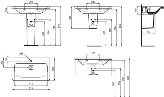 Ideal Standard TONIC II K083901 umyvadlo 80x49 bez přepadu