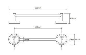 BEMETA OMEGA: Držák ručníků economy 600 mm 104104042