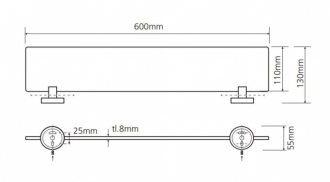 BEMETA OMEGA: Polička skleněná 600 mm 104102042