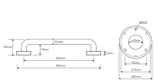 BEMETA HELP: Madlo 400 mm, lesk 301100401