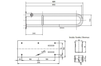 BEMETA HELP: Sklopný úchyt ve tvaru U 813 mm, bílý 301102084