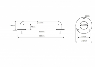 BEMETA HELP: Madlo 600 mm, nerez lesk 301100601