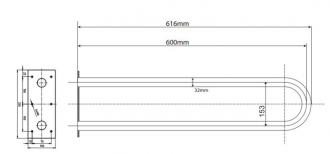 BEMETA HELP: Podpěrné madlo ve tvaru U 600 mm, bílé 301102054