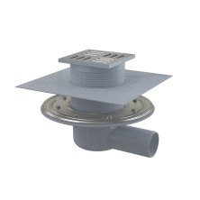 ALCA  APV1324 Podlahová vpust 105×105/50 mm boční, mřížka nerez, zápachová uzávěra SMART