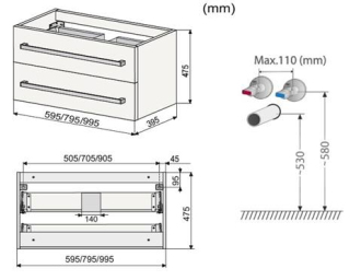 CUBE WAY skříňka s umyvadlem z litého mramoru CUBE260ZBL bílá/bílá
