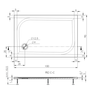 Teiko DRACO Sprchová vanička 100x90x3, litý mramor bílá