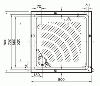 ABSNEW80Q sprchová vanička 80x80, čtverec