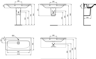 Ideal Standard TONIC II K086201 umyvadlo 100x49 bez přepadu