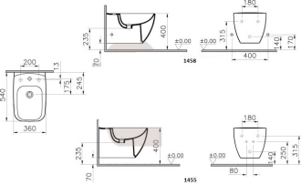 VITRA SHIFT závěsný bidet, s přívodem uvnitř 4394-003-1455