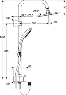 Ideal Standard IDEALRAIN A5691 AA sprchový systém 3S pro kombinaci s nástěnnou baterii
