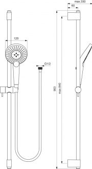 Ideal Standard IDEALRAIN B1763AA EVO JET CIRCLE sprchový set 90cm 3 funkční sprcha 13,4cm
