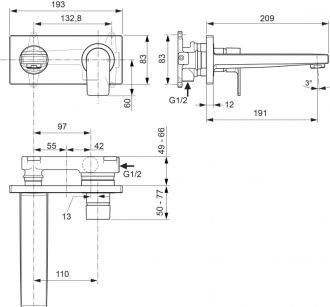 Ideal Standard EDGE A7116AA umyvadlová  podomítková   baterie,vývod 190mm