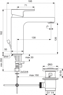 Ideal Standard EDGE A7109AA GRANDE  umyvadlová baterie s výpustí