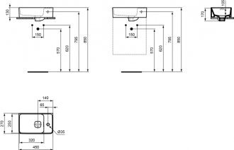 Ideal Standard STRADA II T299401  umývátko PRAVÉ 45x27