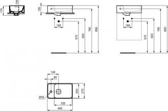 Ideal Standard STRADA II T299501  umývátko LEVÉ 45x27