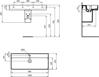 Ideal Standard STRADA II T300201 umyvadlo 100x43 s otvorem