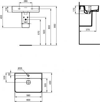 Ideal Standard STRADA II T300001 umyvadlo 60x43 s otvorem