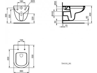 Ideal Standard TEMPO T041501 závěsný klozet RIMLESS