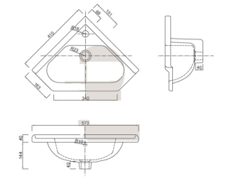 PRO rohová skříňka + umyvadlo LA1600 PRORSDV