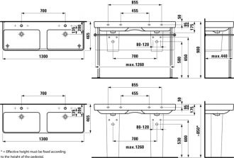 LAUFEN PRO S dvojumyvadlo s 2otvory 130x46 H8149680001041