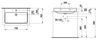 LAUFEN PRO S umyvadlo s otvorem, broušená spodní část 70x46,5 H8.1696.7.000.104.1
