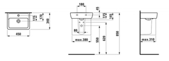 LAUFEN PRO A umyvátko bez otvoru 45x34 H8.1195.2.000.109.1