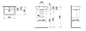 LAUFEN PRO A umyvátko bez otvoru 45x34 H8.1195.2.000.109.1