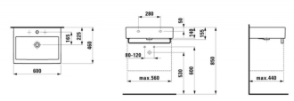LAUFEN LIVING CITY umyvadlo s otvorem 60x46 1743.4.000.104.1 broušená bílá
