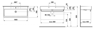 LAUFEN LIVING CITY umyvadlo s 2 otvory 100x46 H8.1843.7.000.107.1