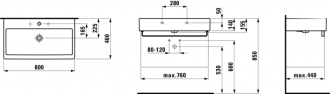 LAUFEN LIVING CITY umyvadlo s otvorem 80x46 H8.1743.6.000.104.1