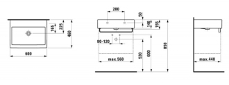 LAUFEN LIVING CITY umyvadlo bez otvoru 60x46 H8.1743.3.000.109.1