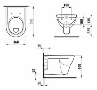 LAUFEN PRO závěsné WC ploché splachování H8209510000001