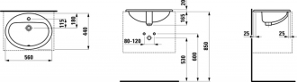LAUFEN PRO B zápustné umyvadlo s otvorem 56x48 H8139510001041