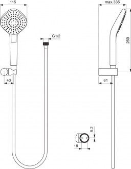 Ideal Standard IDEALRAIN B2405A  EVO DIAMOND  vanový set 3 funkční sprcha 11,5 cm