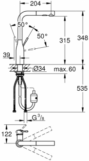 GROHE ESSENCE NEW OHM dřezová stojánková baterie s vytahovací sprškou 30270DA0