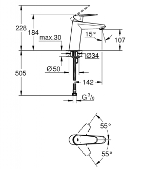 GROHE EURODISC Cosmopolitan 23449002 umyvadlová stojánková baterie