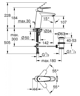 GROHE EURODISC Cosmopolitan 23448002 umyvadlová stojánková baterie